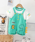 Fun Graphic Cotton T-Shirt and Suspender Shorts Set