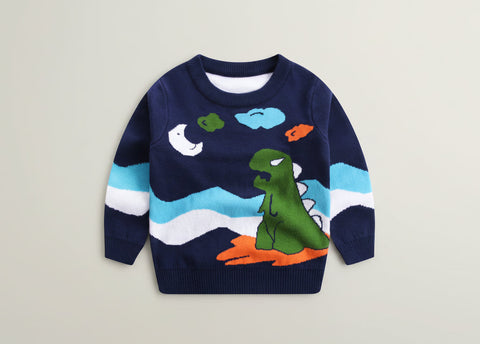 Sweater with dinosaur design on a white background