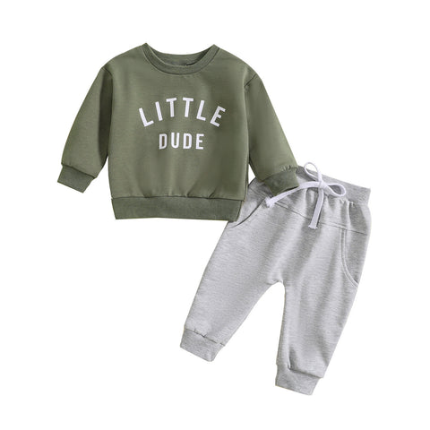Letter Print Sweatshirt and Jogger Set