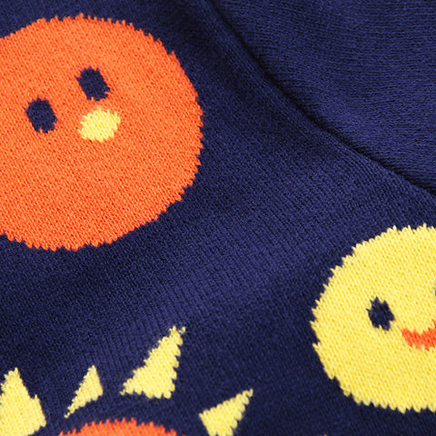 Cheerful Solar System Design Cotton Knit Sweater