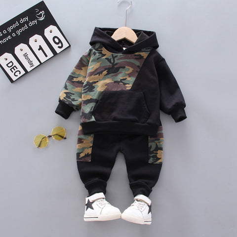 Terry Hoodie and Jogger Pants Camouflage Print Set