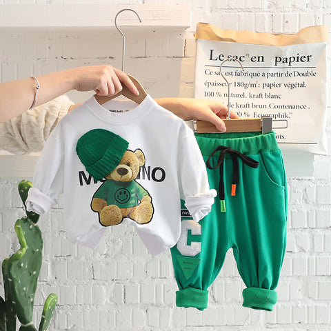 Set pullover e pantaloni jogger con grafica orso