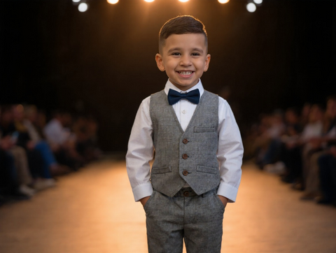 Elegant Soft Cotton Shirt,Vest, Pants and Bow Tie Suit