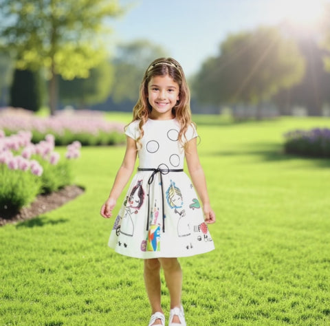 Bright Cotton Illustrated Dress